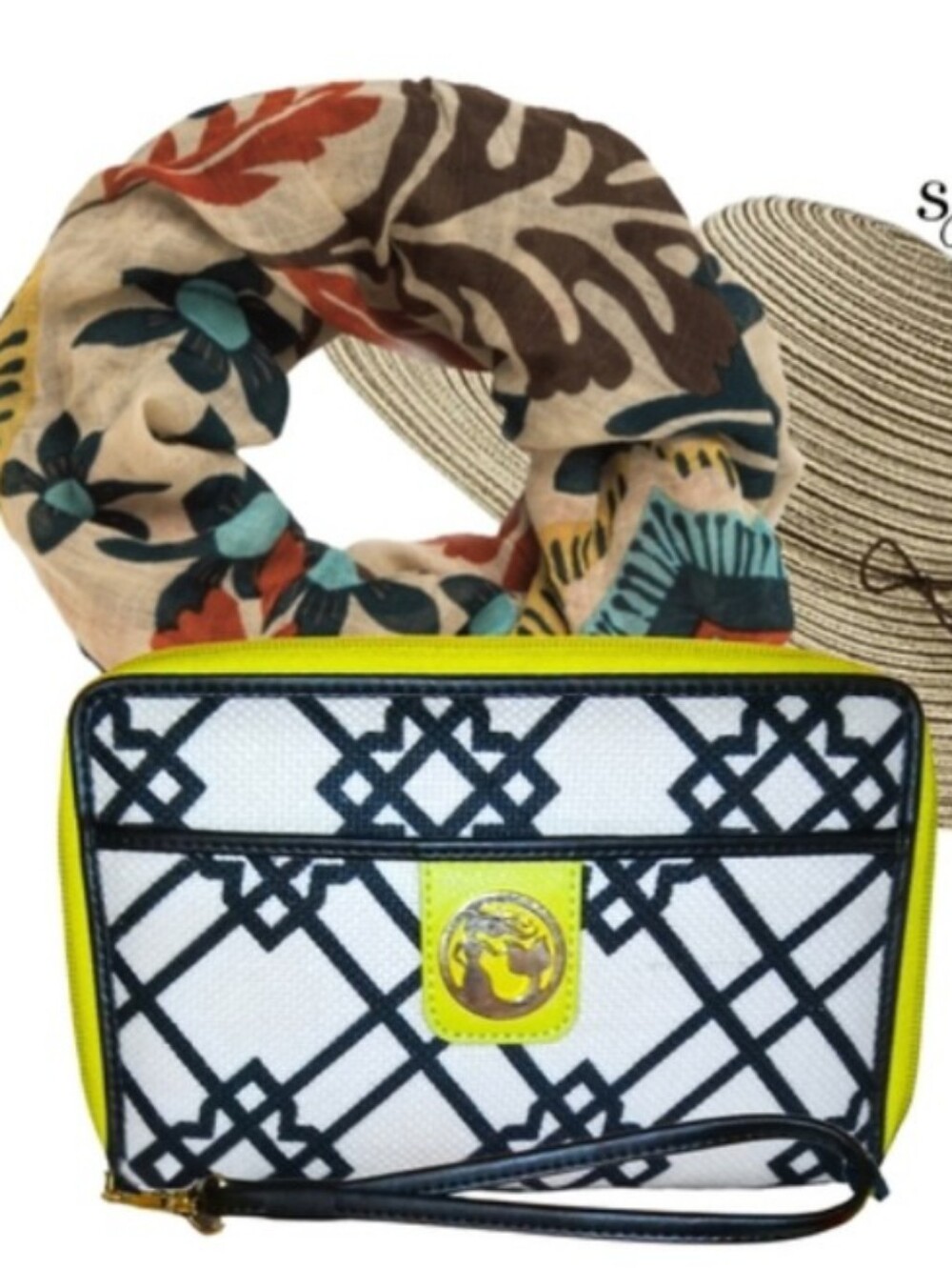 Spartina 449 Seven Oaks Yacht Club Wallet & XL Acorn Whitaker Scarf Bundle